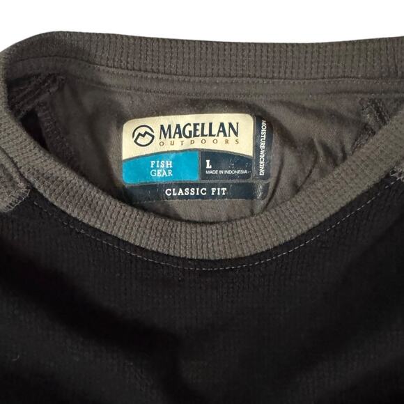 Magellan Boys Large Thermal Tee Black Gray Sleeves Classic Fit Adventure Ready - Picture 2 of 6